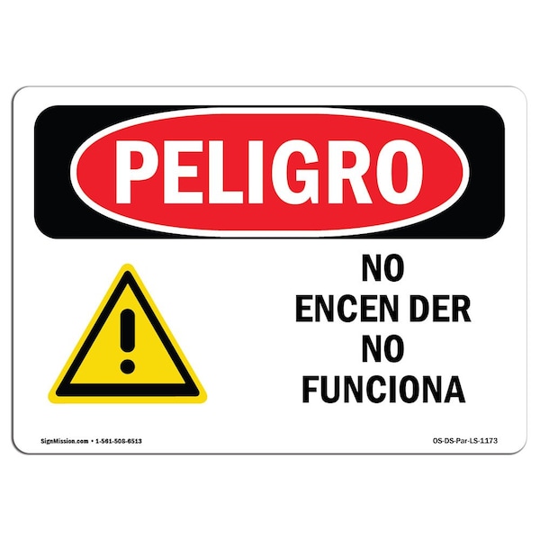 OSHA Danger, Do Not Start Out Of Order Spanish, 5in X 3.5in Decal, 10PK, OS-DS-D-35-LS-1173-10PK